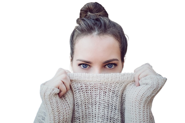 woman, knitwear, eyes