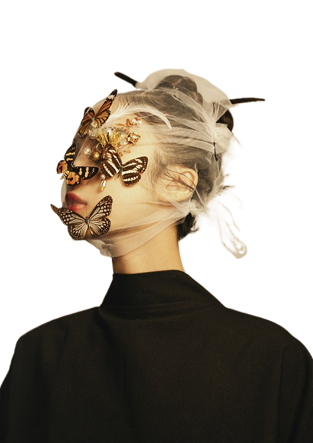 woman, butterflies, fashion