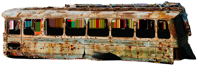 bus, old, scrap metal