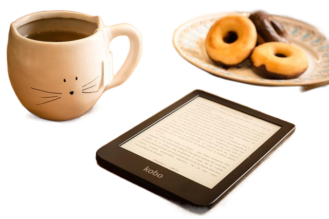 reading, refreshments, e-reader 阅读,点心,电子阅读器
