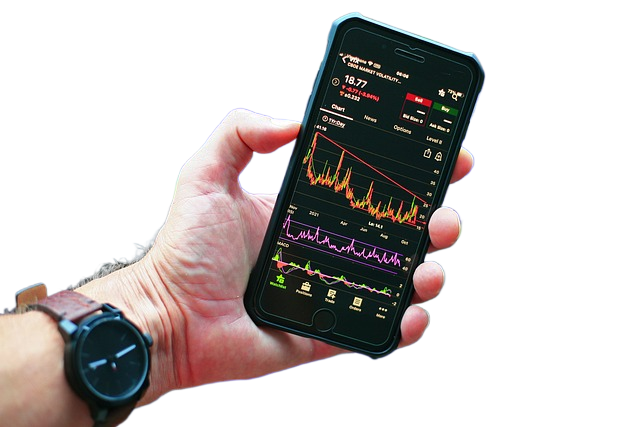 stock market, chart, phone