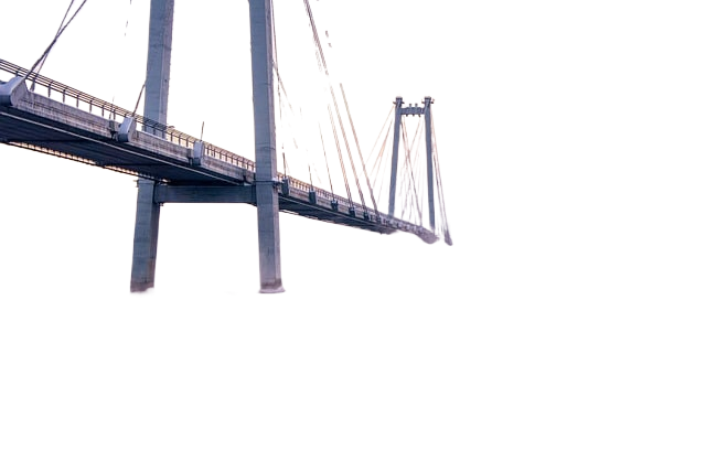 river, bridge, fog