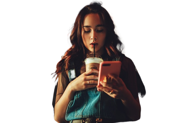 woman, coffee, phone 女人,咖啡,电话