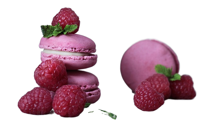 macarons, raspberries, pastries 马卡龙,覆盆子,糕点