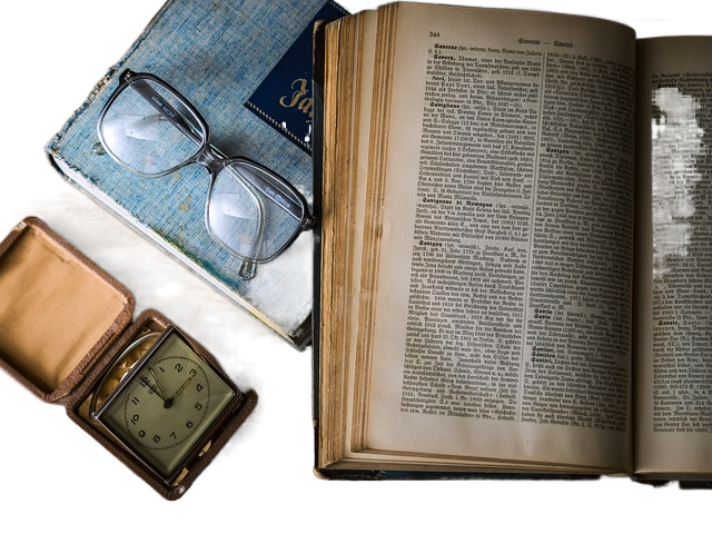 book, glasses, watch 书,眼镜,手表