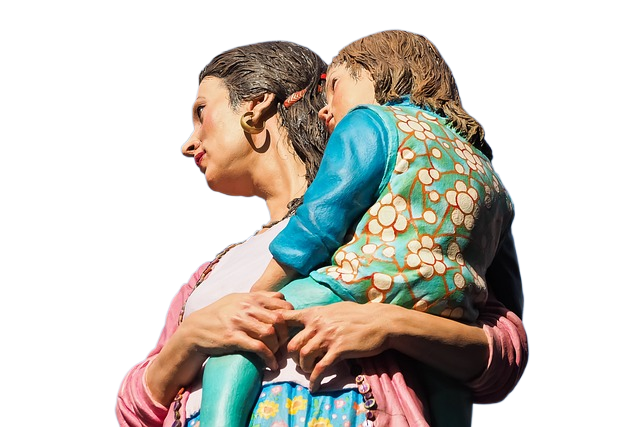 woman, child, sculpture