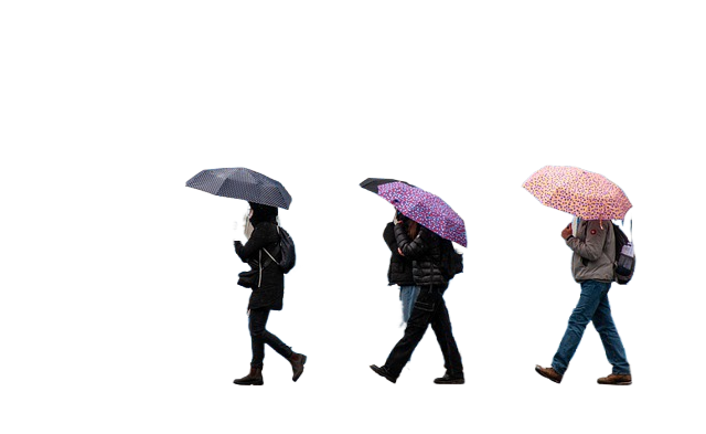 umbrellas, people, wall