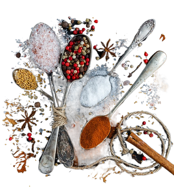 spices, spoons, salt 香料、汤匙、盐